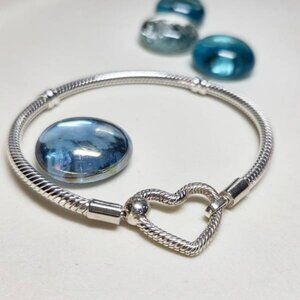 Pandora Heart Clasp Charm Bracelet Moments Snake Chain Bracelet Sterling Silver